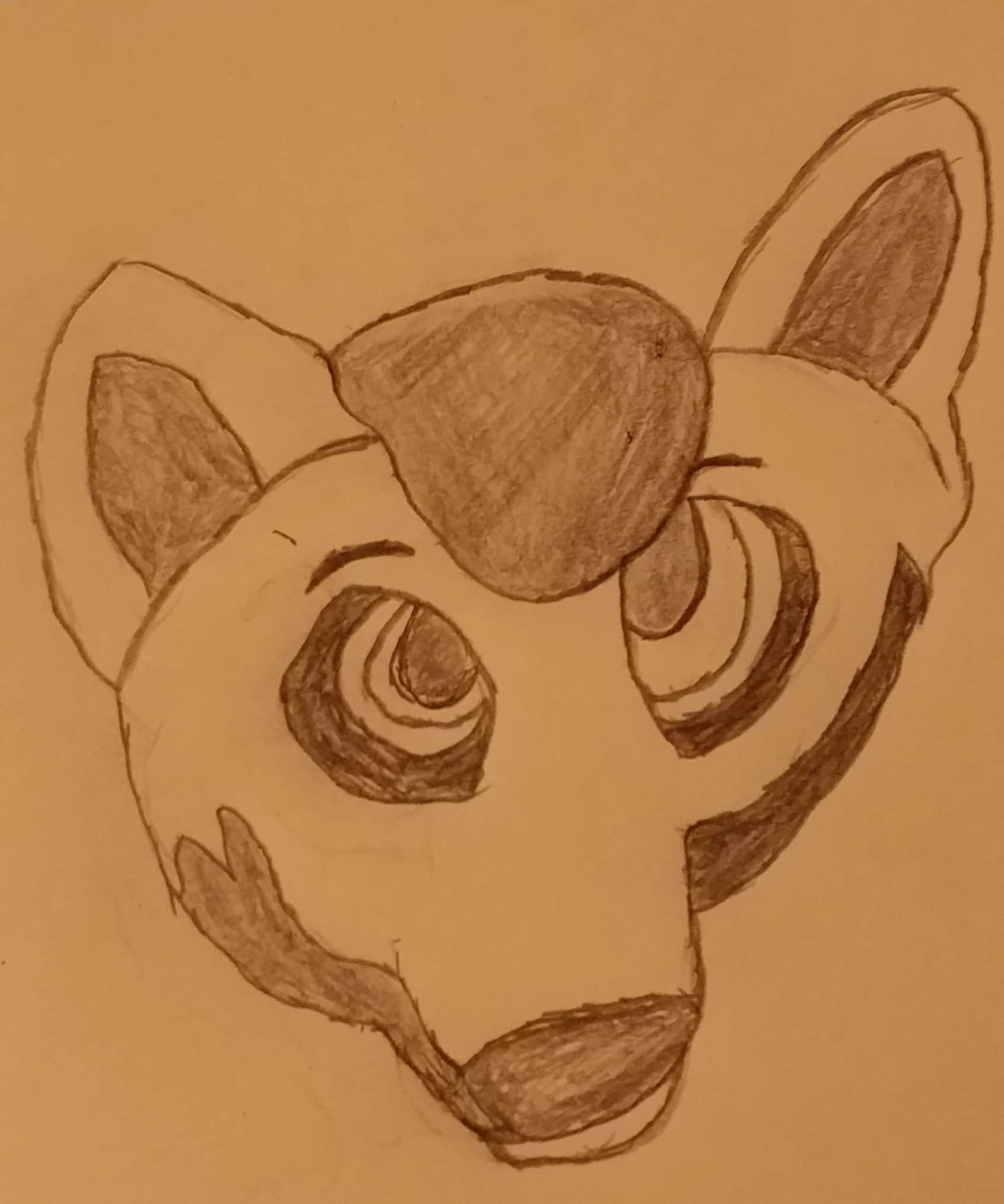 A cute drawing of a blue fox