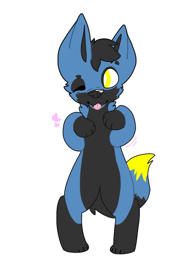 A cute drawing of a blue fox winking with a transparent background