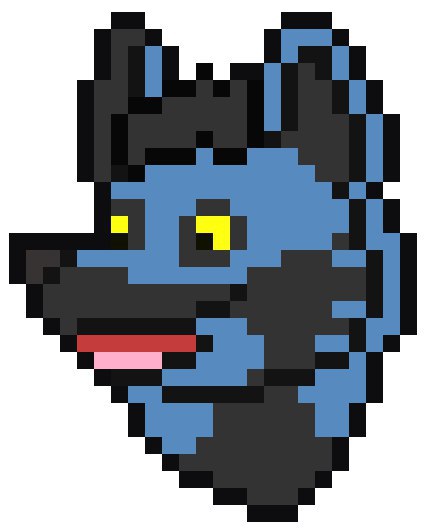 A cute pixel art drawing of a blue fox