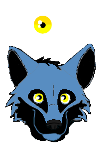 A rough sketch of a blue fox, drawn in Paint
