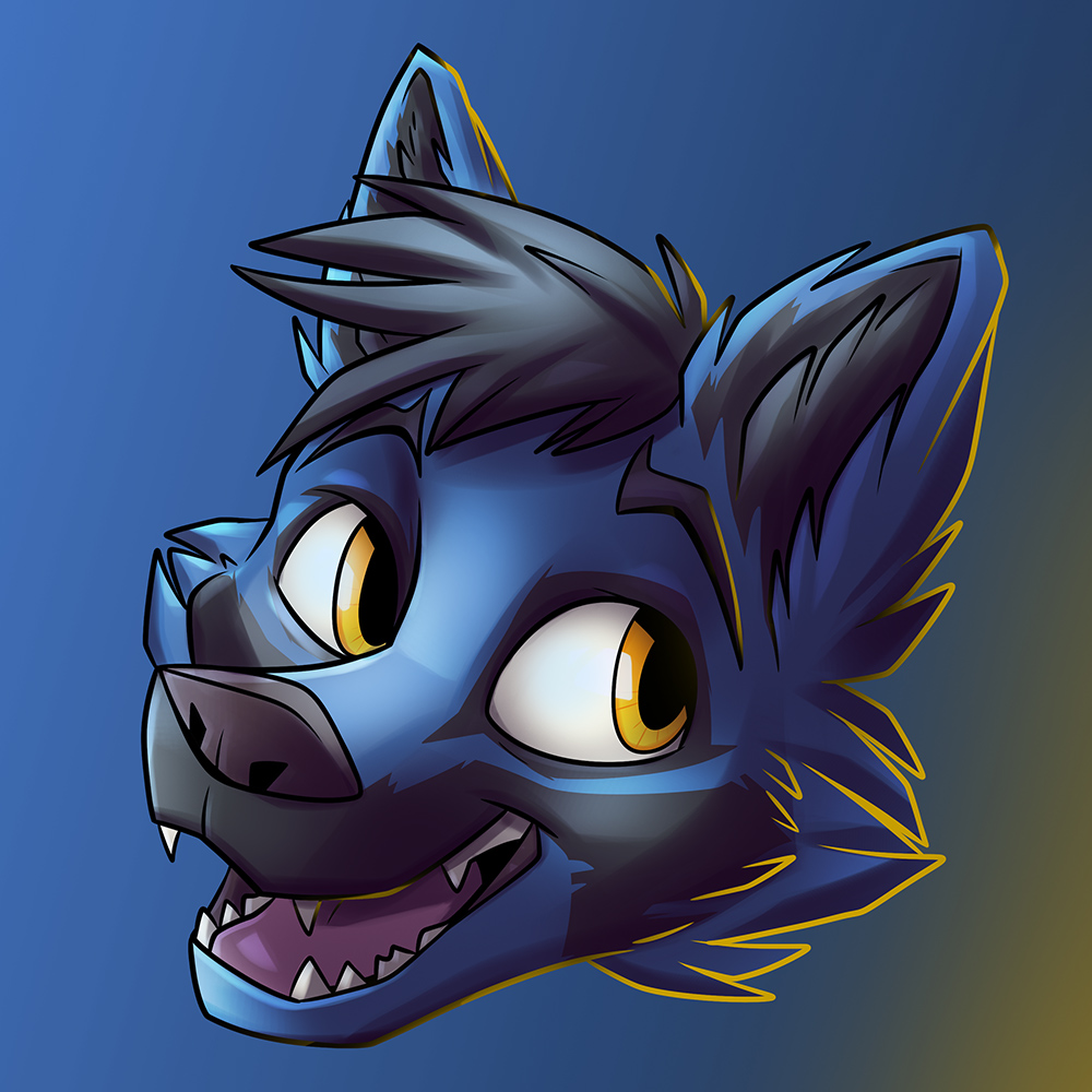 A realistically lit drawing of a blue fox with a sassy expression