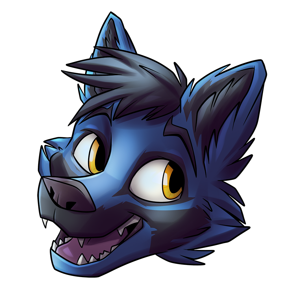 A realistically lit drawing of a blue fox with a sassy expression, and a transparent background