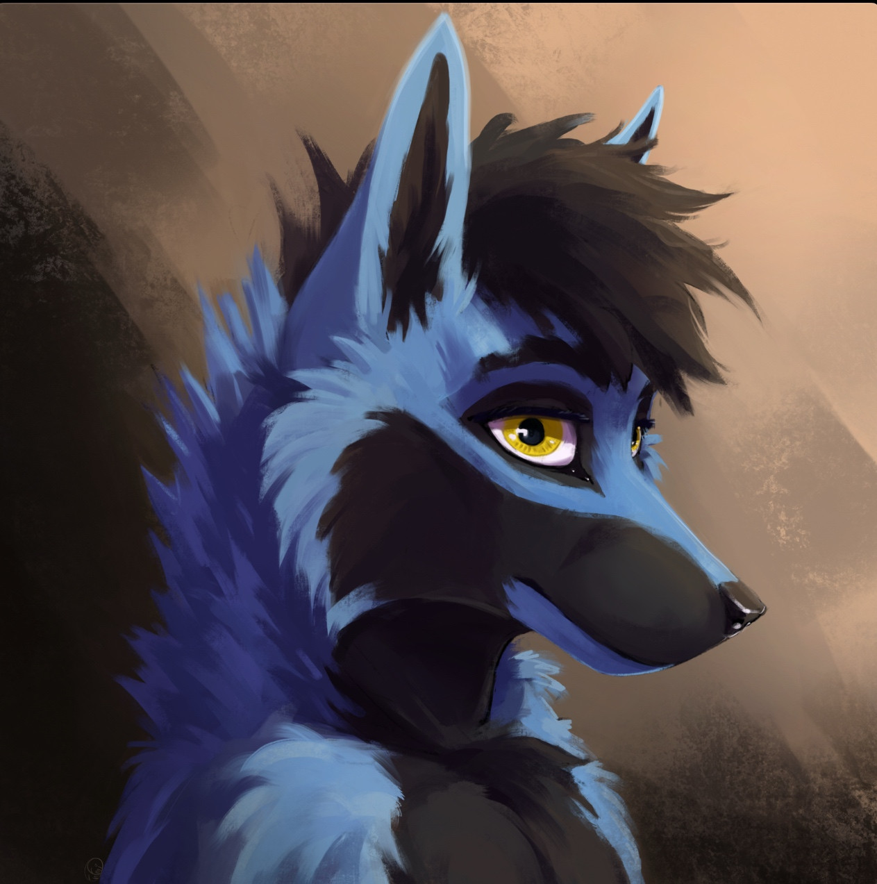 A tasteful brushstroke profile of a blue fox